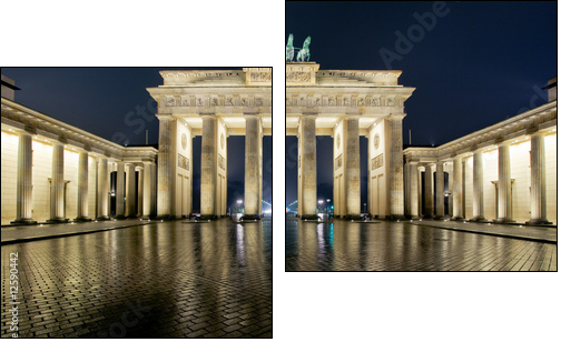 brandenburger tor bei nacht 2 - Zweiteiliges Leinwandbild, Diptychon