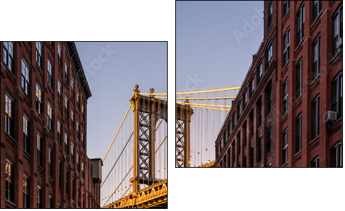 Manhattan Bridge viewed from Brooklyn street - Zweiteiliges Leinwandbild, Diptychon
