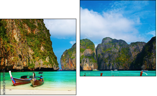 Tropical beach, Maya Bay, Thailand - Zweiteiliges Leinwandbild, Diptychon