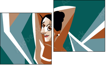 cubist woman painting - Zweiteiliges Leinwandbild, Diptychon