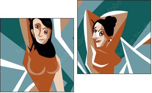 cubist women painting - Zweiteiliges Leinwandbild, Diptychon