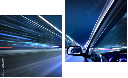 night car drive - Zweiteiliges Leinwandbild, Diptychon