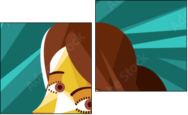 beautiful cubist woman portrait - Zweiteiliges Leinwandbild, Diptychon