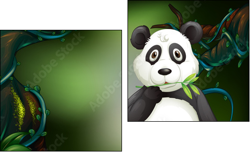 Panda standing in deep forest - Zweiteiliges Leinwandbild, Diptychon