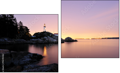 Point Atkinson Lighthouse in West Vancouver, Long Exposure - Zweiteiliges Leinwandbild, Diptychon