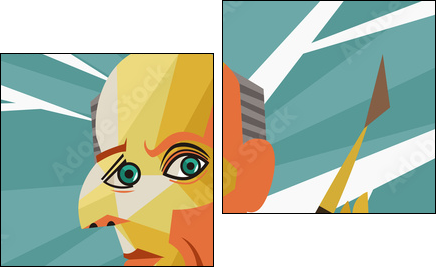 cubist portrait of a painter - Zweiteiliges Leinwandbild, Diptychon