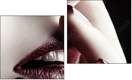 Close-up of lips and nails - Zweiteiliges Leinwandbild, Diptychon