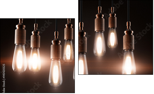 vintage light bulbs - Zweiteiliges Leinwandbild, Diptychon