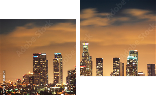 Downtown Los Angeles skyline - Zweiteiliges Leinwandbild, Diptychon