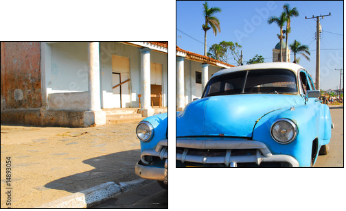 oldtimer car in cuba - Zweiteiliges Leinwandbild, Diptychon
