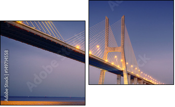 sunrise on Vasco da Gama bridge - Zweiteiliges Leinwandbild, Diptychon