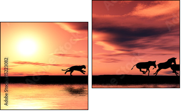Hunting cougar. - Zweiteiliges Leinwandbild, Diptychon