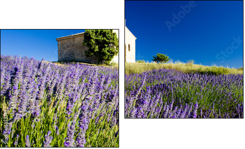 chapel, Plateau de Valensole, Provence, France - Zweiteiliges Leinwandbild, Diptychon