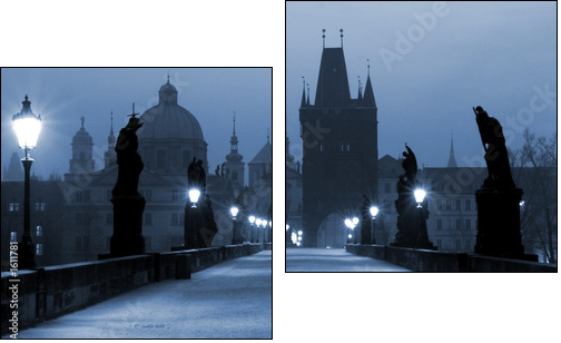 charles bridge, (blue) prague - Zweiteiliges Leinwandbild, Diptychon