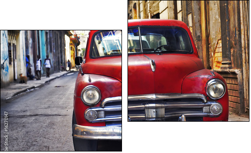 Old havana car - Zweiteiliges Leinwandbild, Diptychon