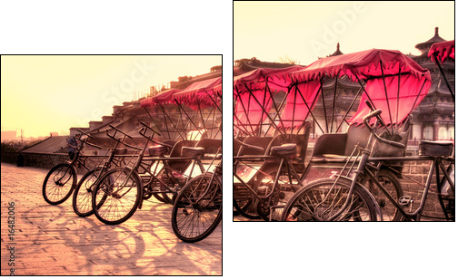 Xi'an / China  - Town wall with bicycles - Zweiteiliges Leinwandbild, Diptychon