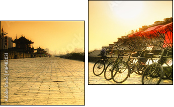 Xi'an / China  - Town wall with bicycles - Zweiteiliges Leinwandbild, Diptychon