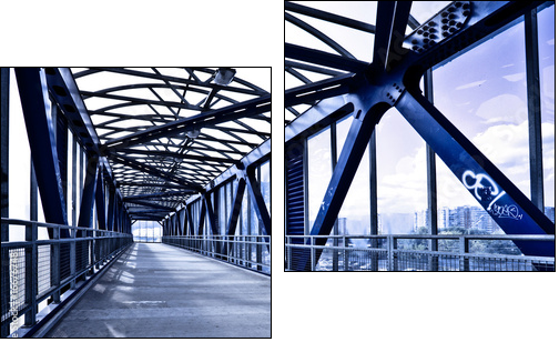 Blue corridor and stairs - Zweiteiliges Leinwandbild, Diptychon