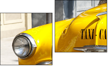 Vintage Yellow Cab - Zweiteiliges Leinwandbild, Diptychon