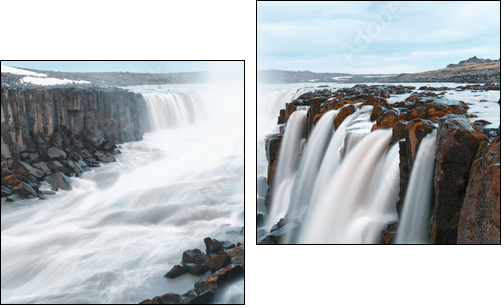 Famous Selfoss waterfall - Zweiteiliges Leinwandbild, Diptychon