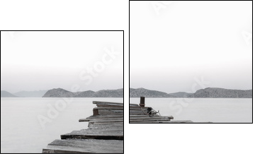 Jetty into a Mountain Lake - Zweiteiliges Leinwandbild, Diptychon