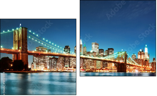 Brooklyn bridge at night - Zweiteiliges Leinwandbild, Diptychon
