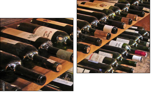 vine bottles - Zweiteiliges Leinwandbild, Diptychon