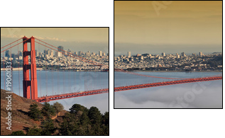 photo of the golden gate bridge at evening - Zweiteiliges Leinwandbild, Diptychon