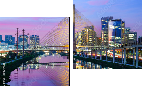 Sao Paulo Sunset Landscape - Brazil - Zweiteiliges Leinwandbild, Diptychon