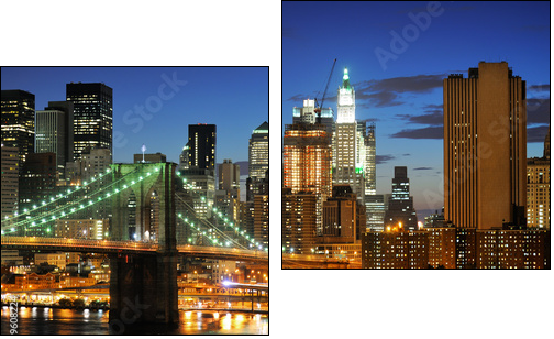 New york Manhattan bridge after sunset - Zweiteiliges Leinwandbild, Diptychon