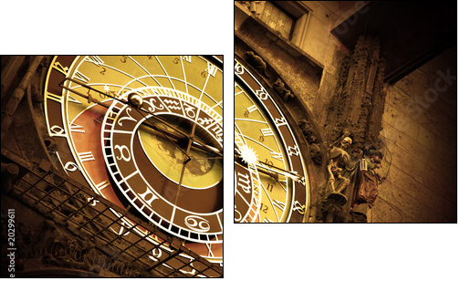 Old astronomical clock on Old Town Hall, Prague - Zweiteiliges Leinwandbild, Diptychon