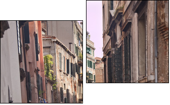 Small Side Canal Reflection Venice Italy - Zweiteiliges Leinwandbild, Diptychon