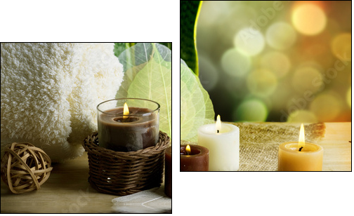 Spa and body care treatment.Blurred Background - Zweiteiliges Leinwandbild, Diptychon