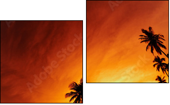 Tropical beach at sunset - Zweiteiliges Leinwandbild, Diptychon