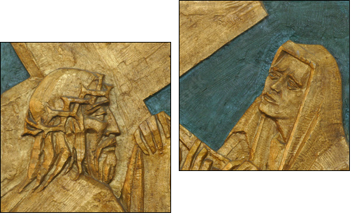 Veronica wipes the face of Jesus - Zweiteiliges Leinwandbild, Diptychon