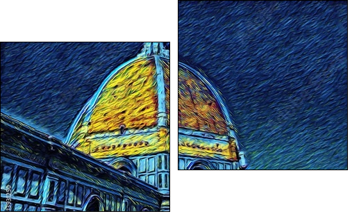 Florence Cathedral in Tuscany, Italy. Italian architecture. Big size oil painting fine art. Van Gogh style impressionism drawing artwork. Creative artistic print for canvas or poster. - Zweiteiliges Leinwandbild, Diptychon