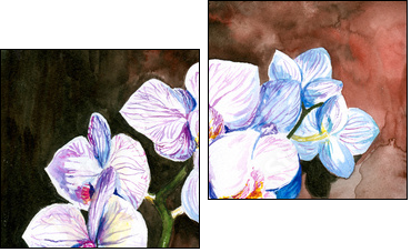 Orchid watercolor painted. - Zweiteiliges Leinwandbild, Diptychon