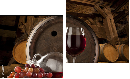 the still life with glass of red wine - Zweiteiliges Leinwandbild, Diptychon