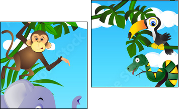 Wild animal in the tropical jungle - Zweiteiliges Leinwandbild, Diptychon