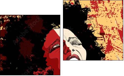 jazz singer on grunge background - Zweiteiliges Leinwandbild, Diptychon