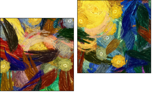 Abstract texture background. Digital painting in Vincent Van Gogh style artwork. Hand drawn artistic pattern. Modern art. Good for printed pictures, postcards, posters or wallpapers and textile print. - Zweiteiliges Leinwandbild, Diptychon