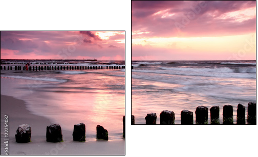 Calmness.Beautiful sunset at Baltic sea. - Zweiteiliges Leinwandbild, Diptychon
