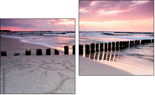 Calmness.Beautiful sunset with symbol of love. - Zweiteiliges Leinwandbild, Diptychon