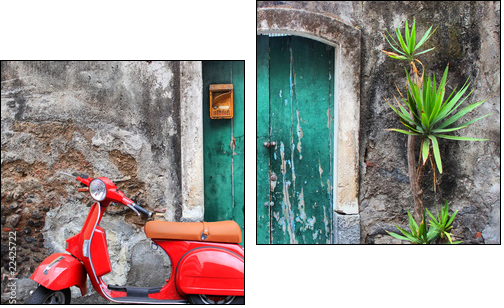 Red scooter - Zweiteiliges Leinwandbild, Diptychon