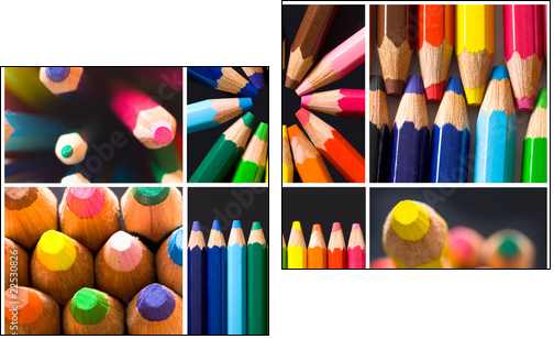 collage of colorful pencils - Zweiteiliges Leinwandbild, Diptychon