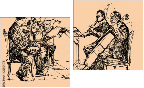 musician quartet - Zweiteiliges Leinwandbild, Diptychon