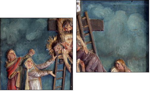 Jesus' body is removed from the cross - Zweiteiliges Leinwandbild, Diptychon