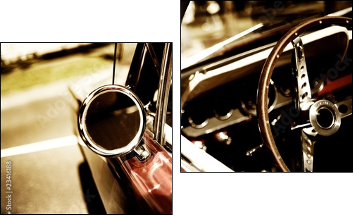 retro car fragment - Zweiteiliges Leinwandbild, Diptychon