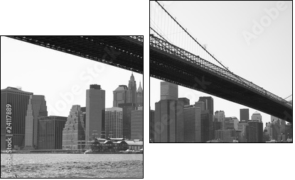 New York City Brooklyn bridge black & white - Zweiteiliges Leinwandbild, Diptychon