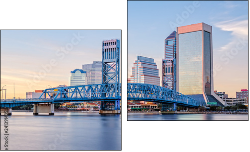 Skyline of Jacksonville, FL and Main Street Bridge - Zweiteiliges Leinwandbild, Diptychon
